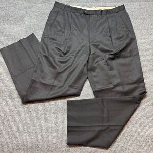 Black Wool Pleated Dress Pants Mens Classic Luxury Trousers Lancetti Uomo 39x32